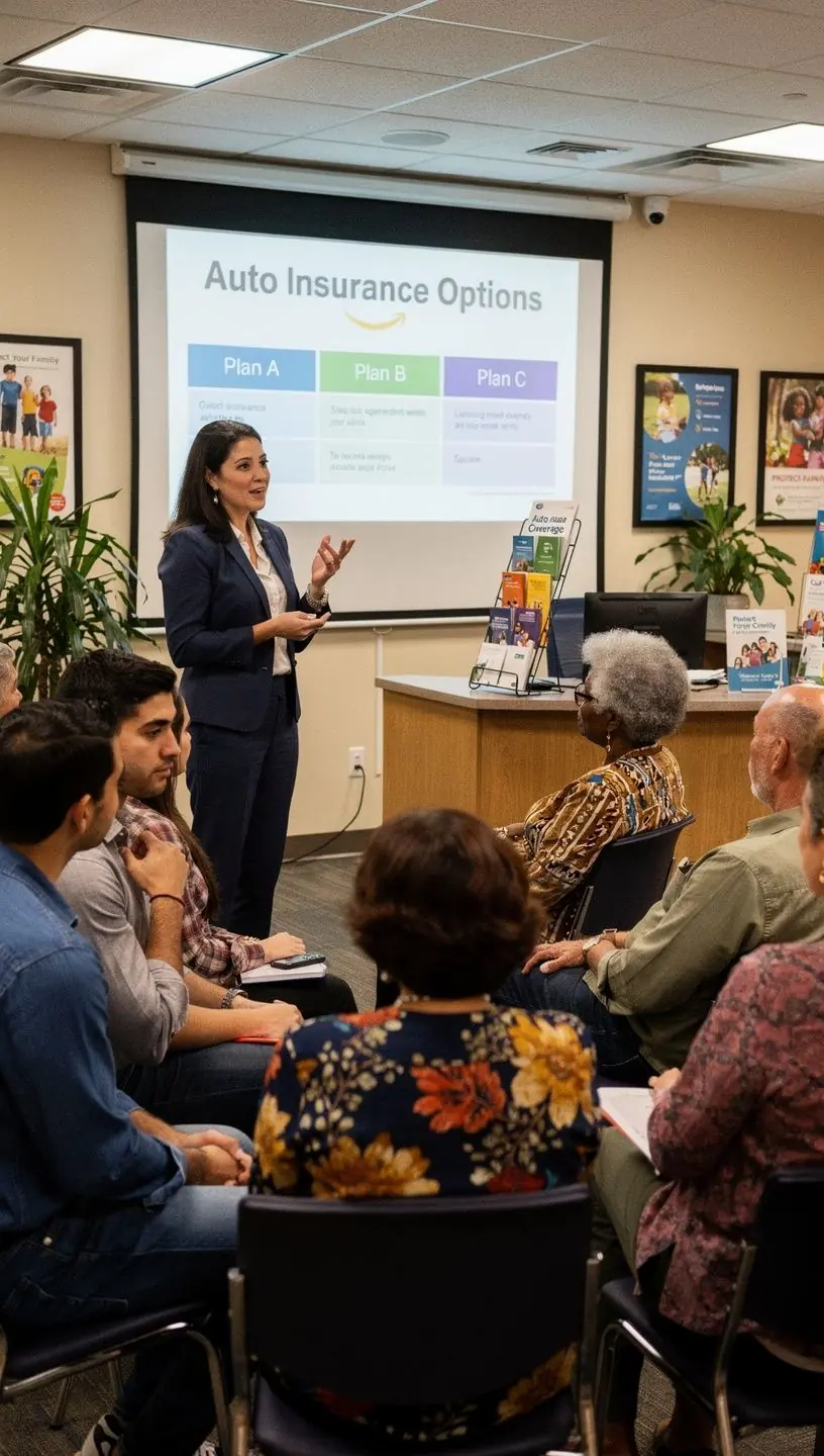 Grafika ilustrująca lokalne usługi ubezpieczeniowe w danym regionie.